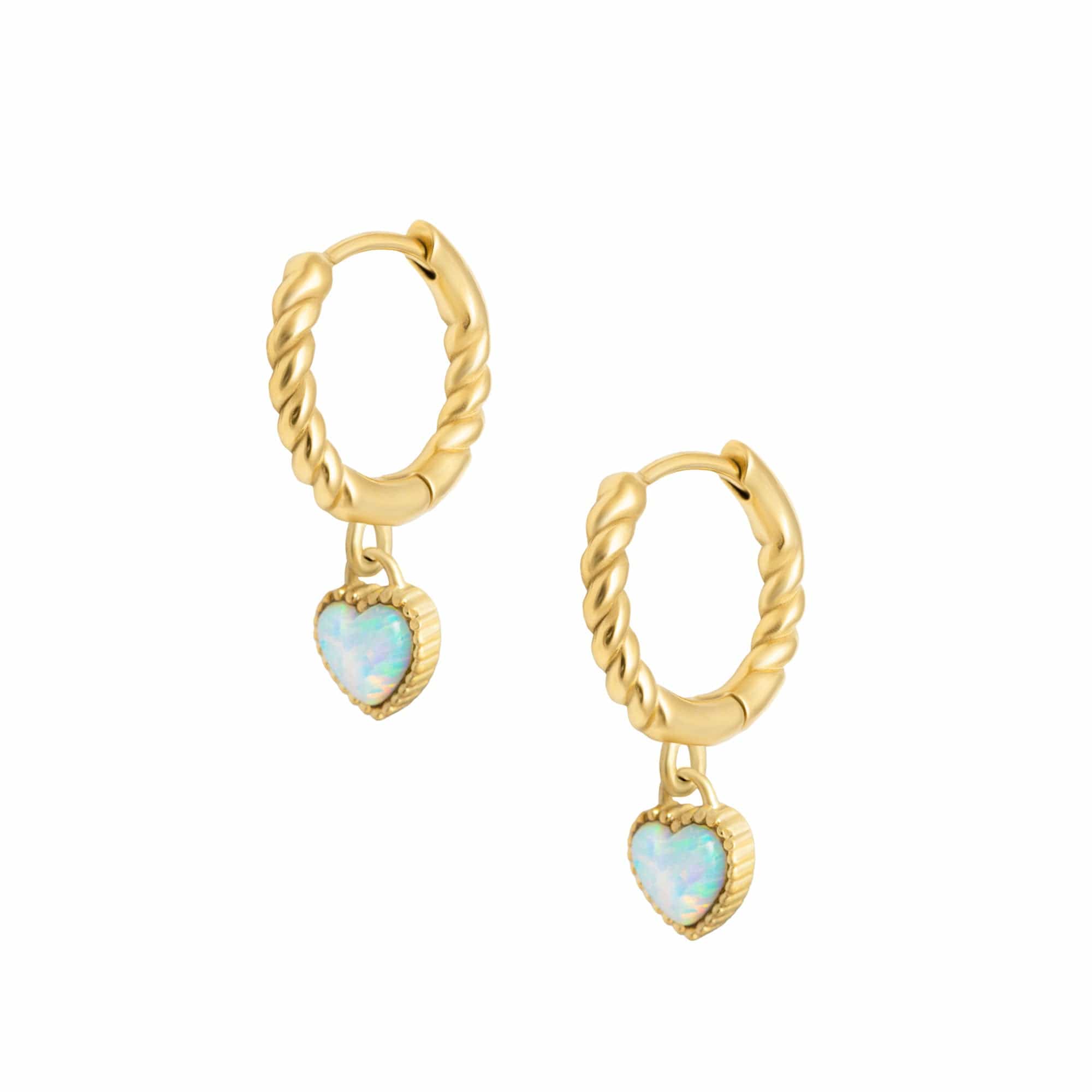 Tilly Heart Opal Hoop Earrings